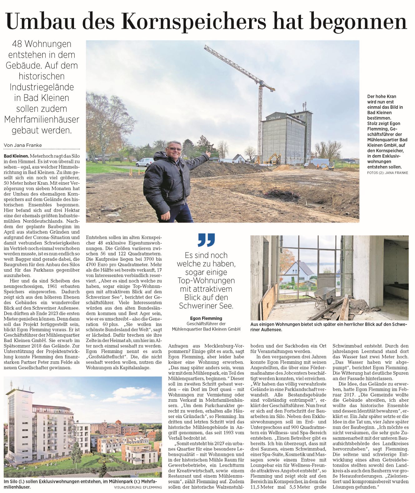 Die Ostsee-Zeitung berichtet vom Baubeginn des Kornspeichers